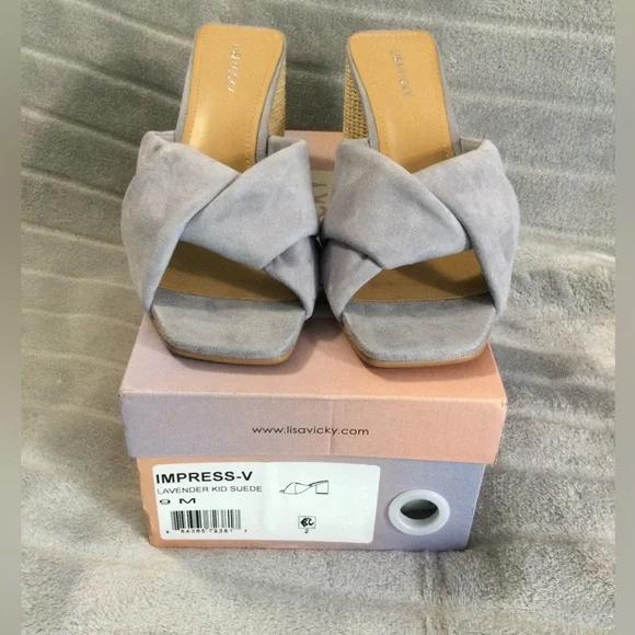 Lisa Vicky Impress Lavender Block Heeled Suede Sandal Size 9M - Picture 3 of 13